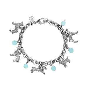 1928 Jewelry Aqua Blue Baroque Glass Beaded Canine Charm Bracelet 1928 Jewelry