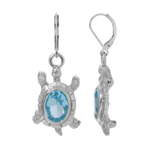 1928 Jewelry Aqua Marine Austrian Crystal Galapagos Tortoise Drop Earrings 1928 Jewelry