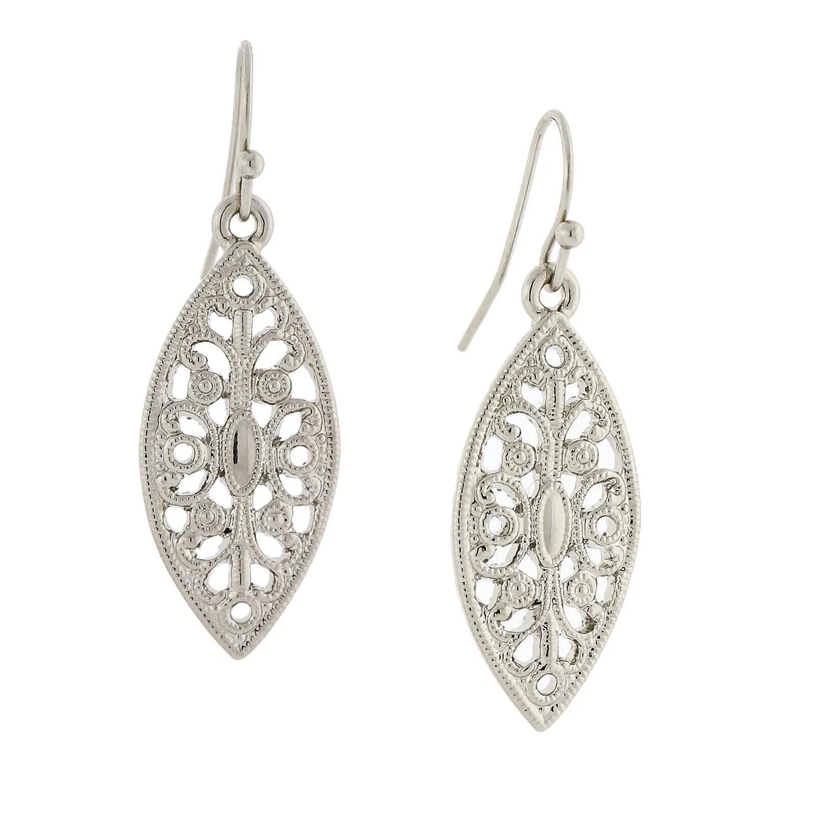 1928 Jewelry Art Deco Inspired Filigree Post Drop Earrings 1928 Jewelry