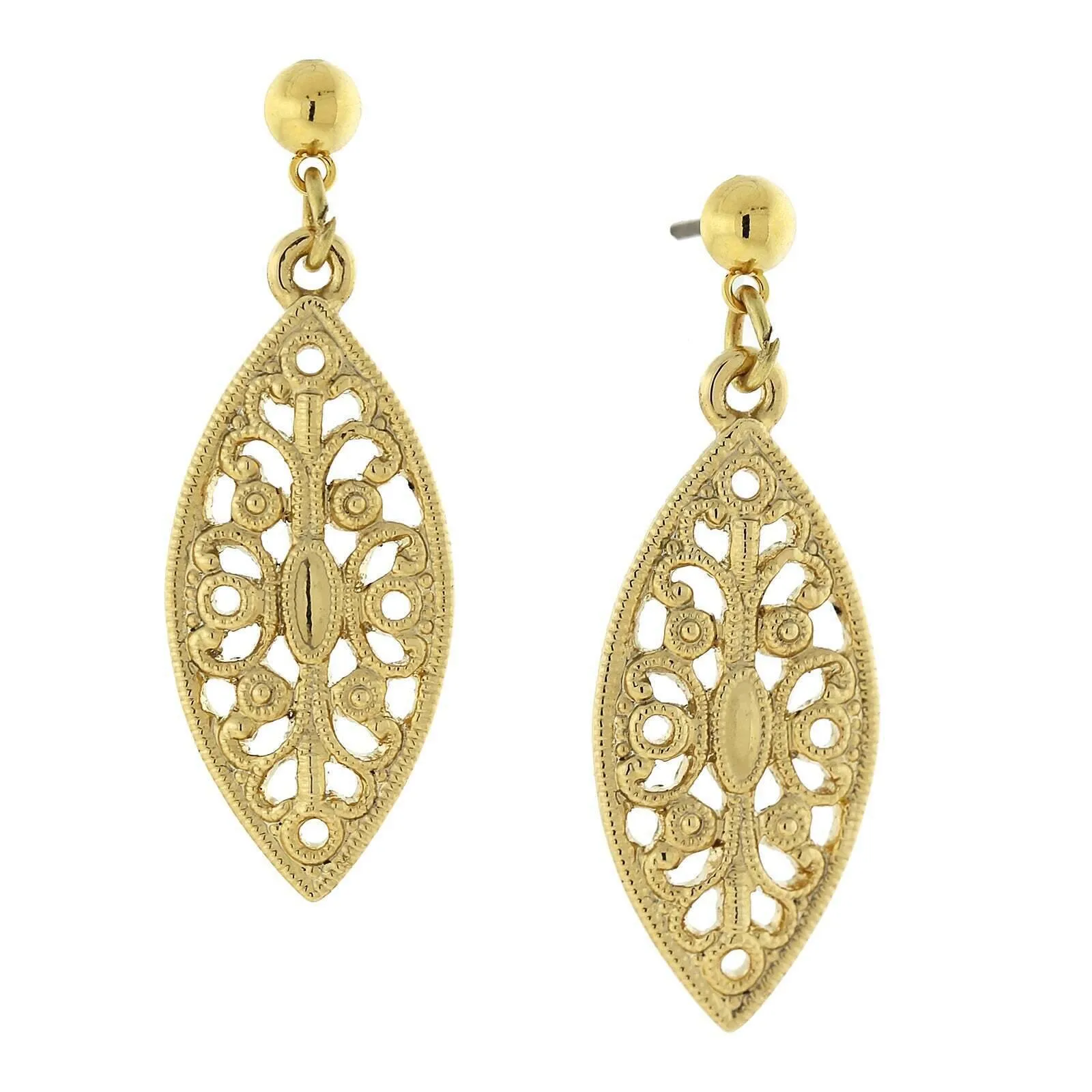 1928 Jewelry Art Deco Inspired Filigree Post Drop Earrings 1928 Jewelry