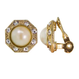1928 Jewelry Art Deco Style Crystal Round Button Clip On Earrings 1928 Jewelry