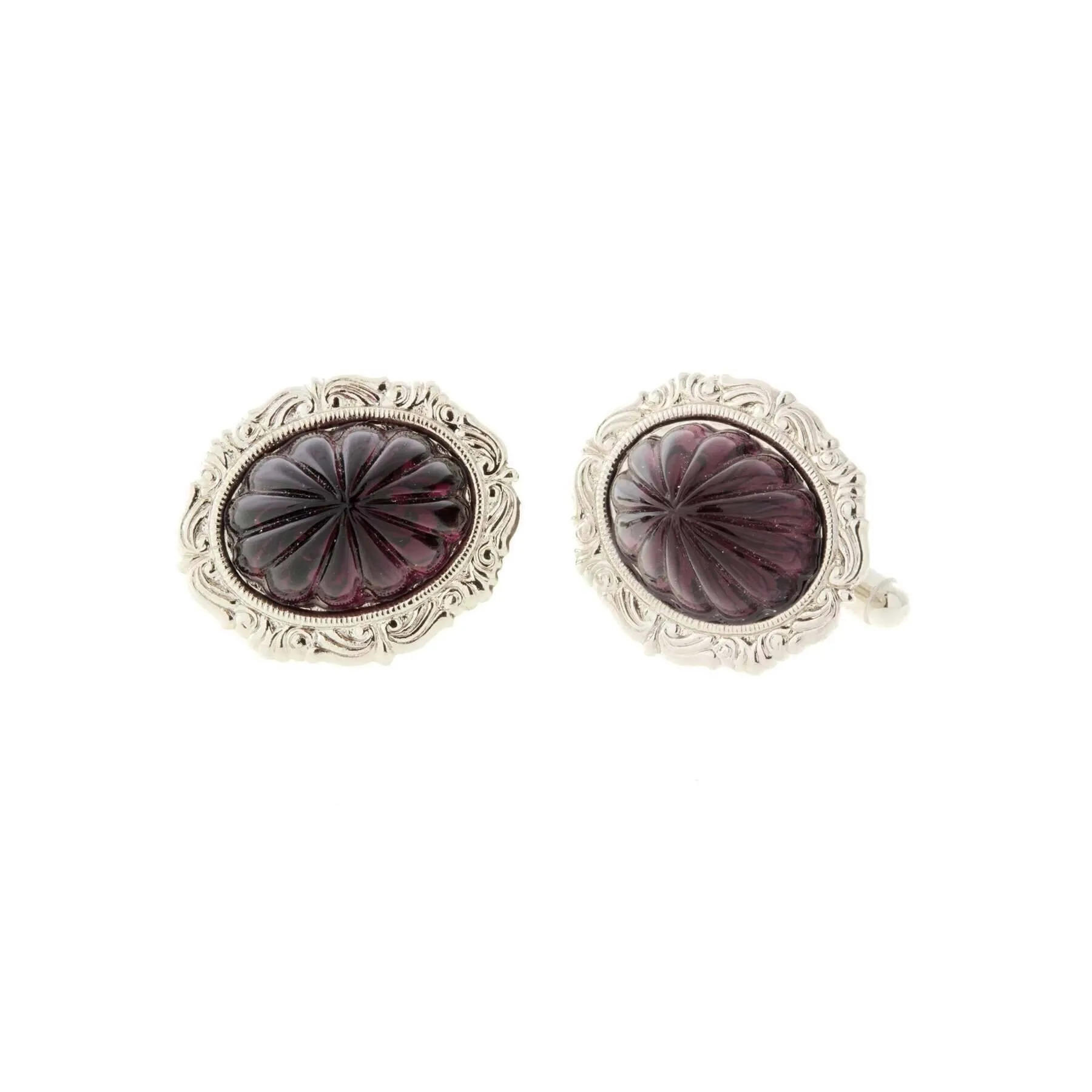 1928 Jewelry Art Deco Style Purple Oval Stone Cufflinks 1928 Jewelry