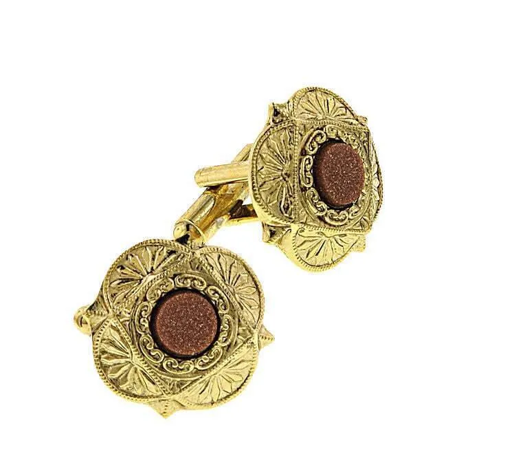 1928 Jewelry Art Deco Style Semi Precious Cufflinks 1928 Jewelry
