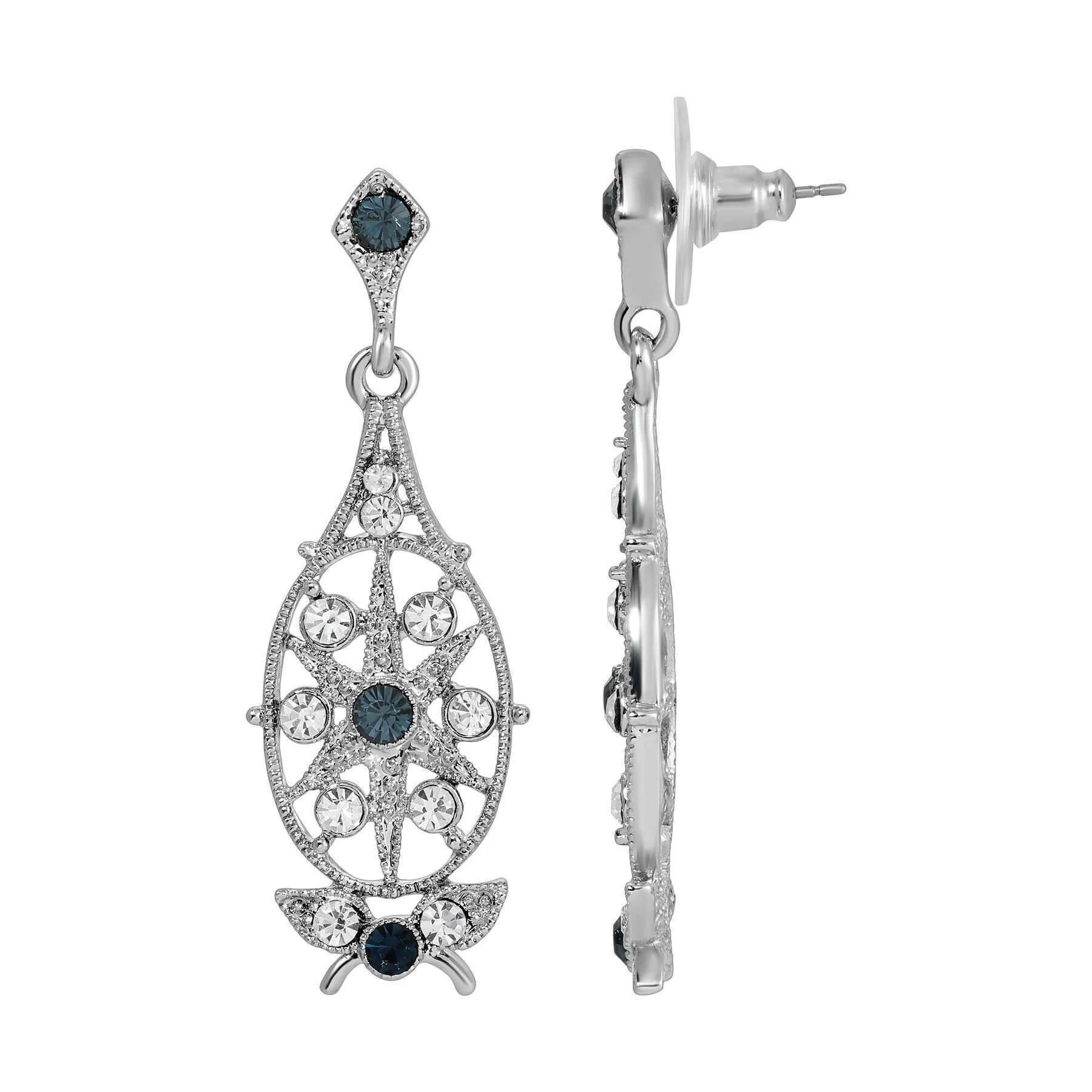 1928 Jewelry Art Deco Style Starburst Crystal Post Drop Earrings 1928 Jewelry