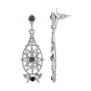 1928 Jewelry Art Deco Style Starburst Crystal Post Drop Earrings 1928 Jewelry
