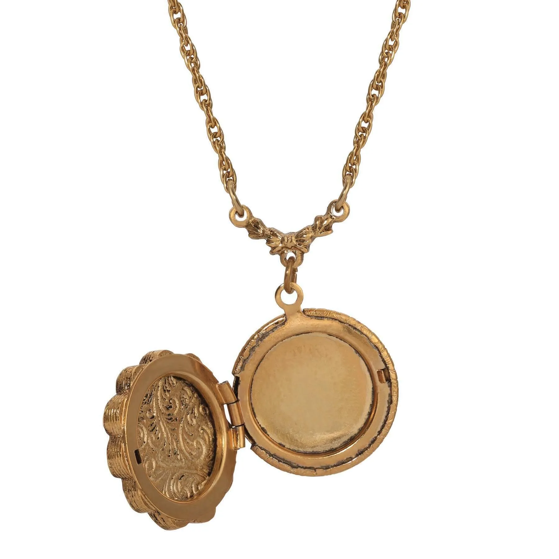 1928 Jewelry Artisan Pink Rosebud Locket Necklace 16"   3" Extension 1928 Jewelry