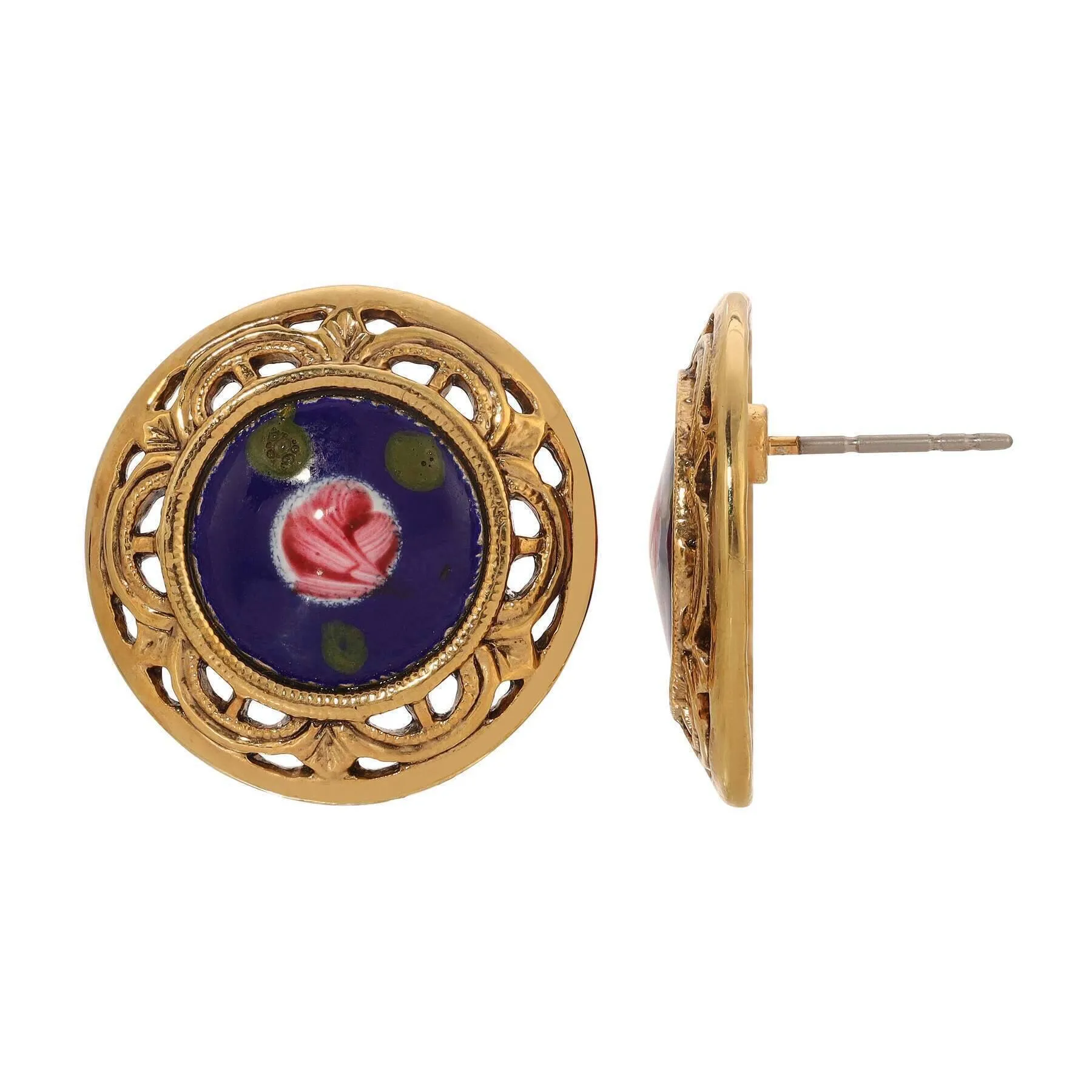 1928 Jewelry Artisan Pink Rosebud Round Stud Earrings 1928 Jewelry