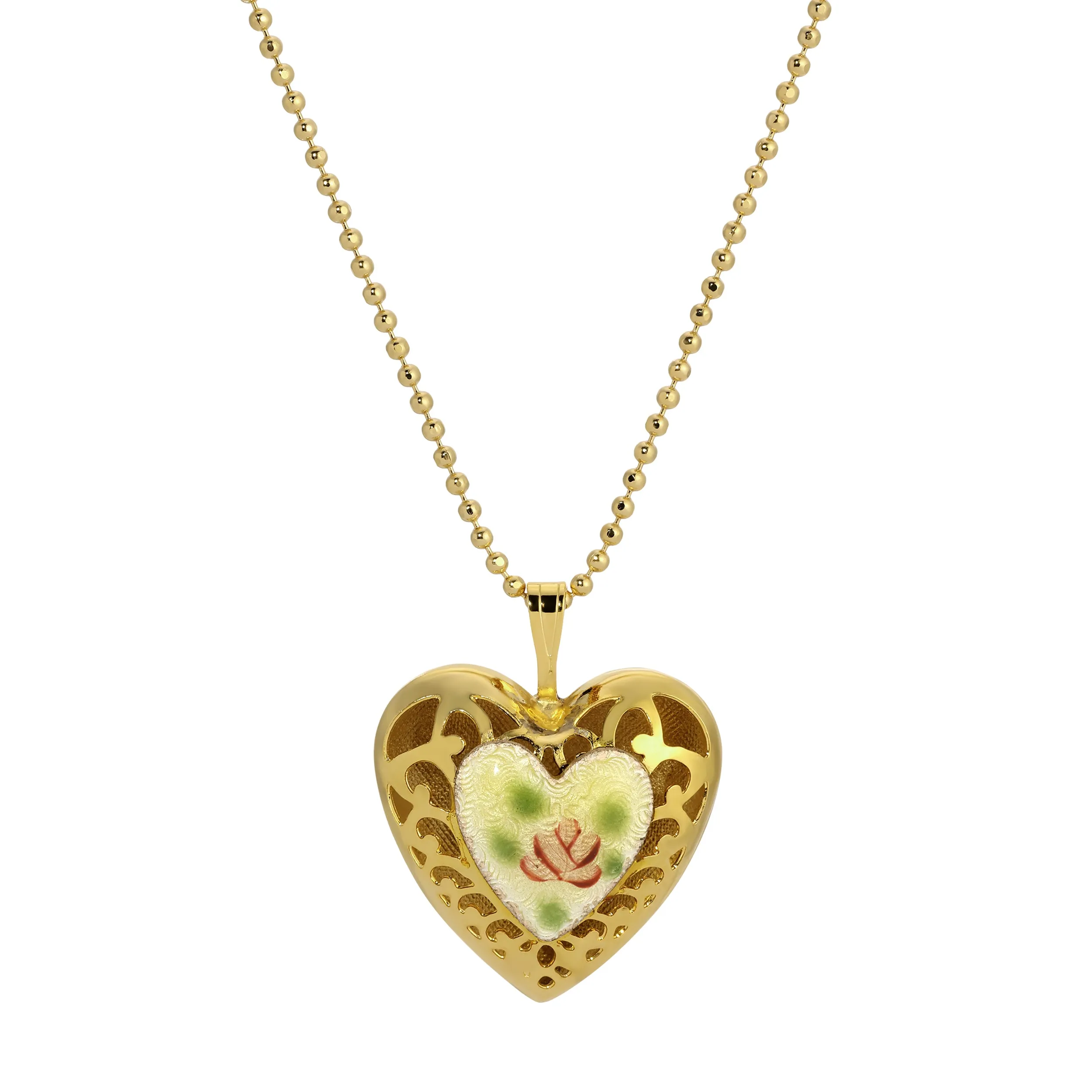 1928 Jewelry Artisan Red Rose Heart Pendant Necklace 18" 1928 Jewelry