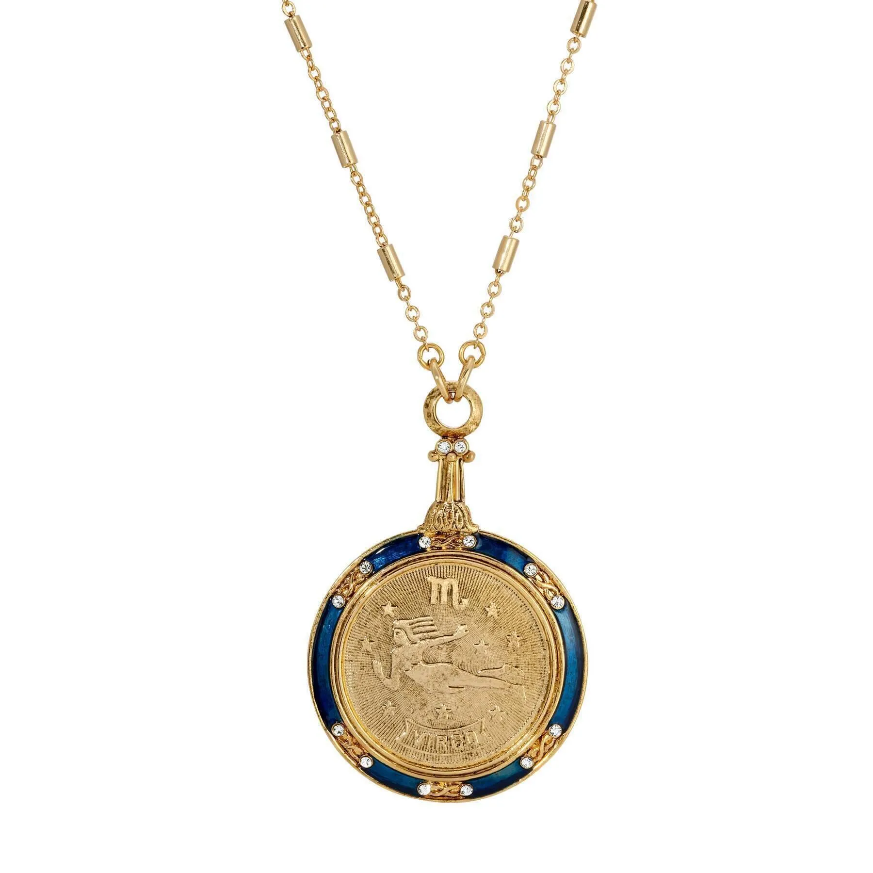 1928 Jewelry Astrological Sign Round Pendant Zodiac Necklace 28" 1928 Jewelry