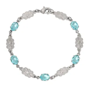 1928 Jewelry Atlantis Aqua Blue Oval Glass Crystal Link Bracelet 1928 Jewelry