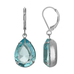1928 Jewelry Atlantis Aqua Blue Pear Shaped Glass Crystal Drop Earrings 1928 Jewelry