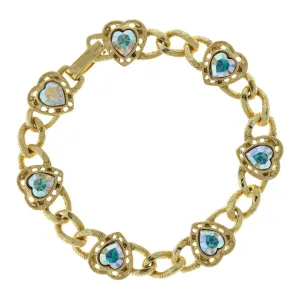 1928 Jewelry Austrian Crystal AB Heart Chain Bracelet 1928 Jewelry