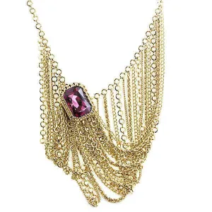 1928 Jewelry Austrian Crystal Amethyst Chain Bib Necklace 16"   3" Extender 1928 Jewelry