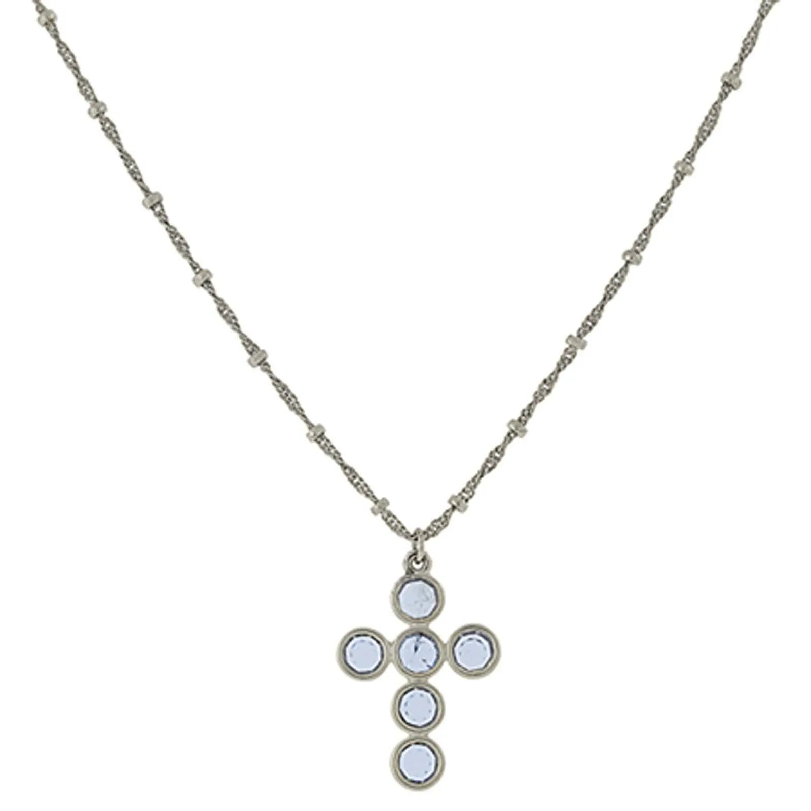 1928 Jewelry Austrian Crystal Cross Pendant Necklace 16"   3" Extender 1928 Jewelry