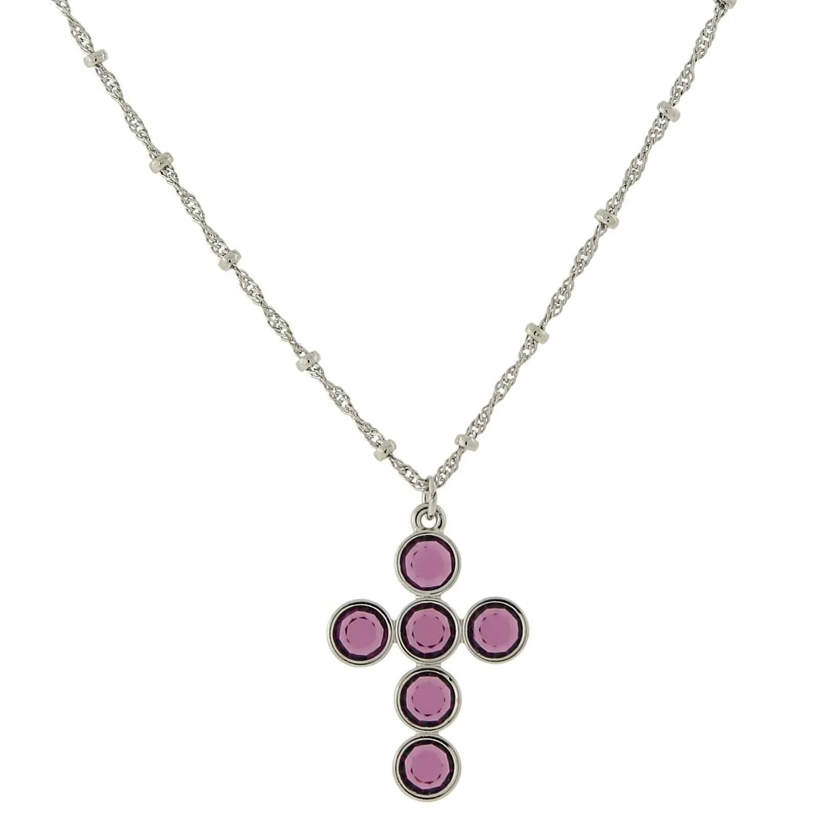 1928 Jewelry Austrian Crystal Cross Pendant Necklace 16"   3" Extender 1928 Jewelry