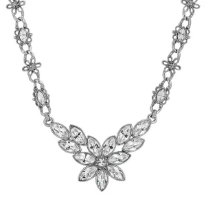 1928 Jewelry Austrian Crystal Flower Pendant Necklace 18"   3" Extender 1928 Jewelry