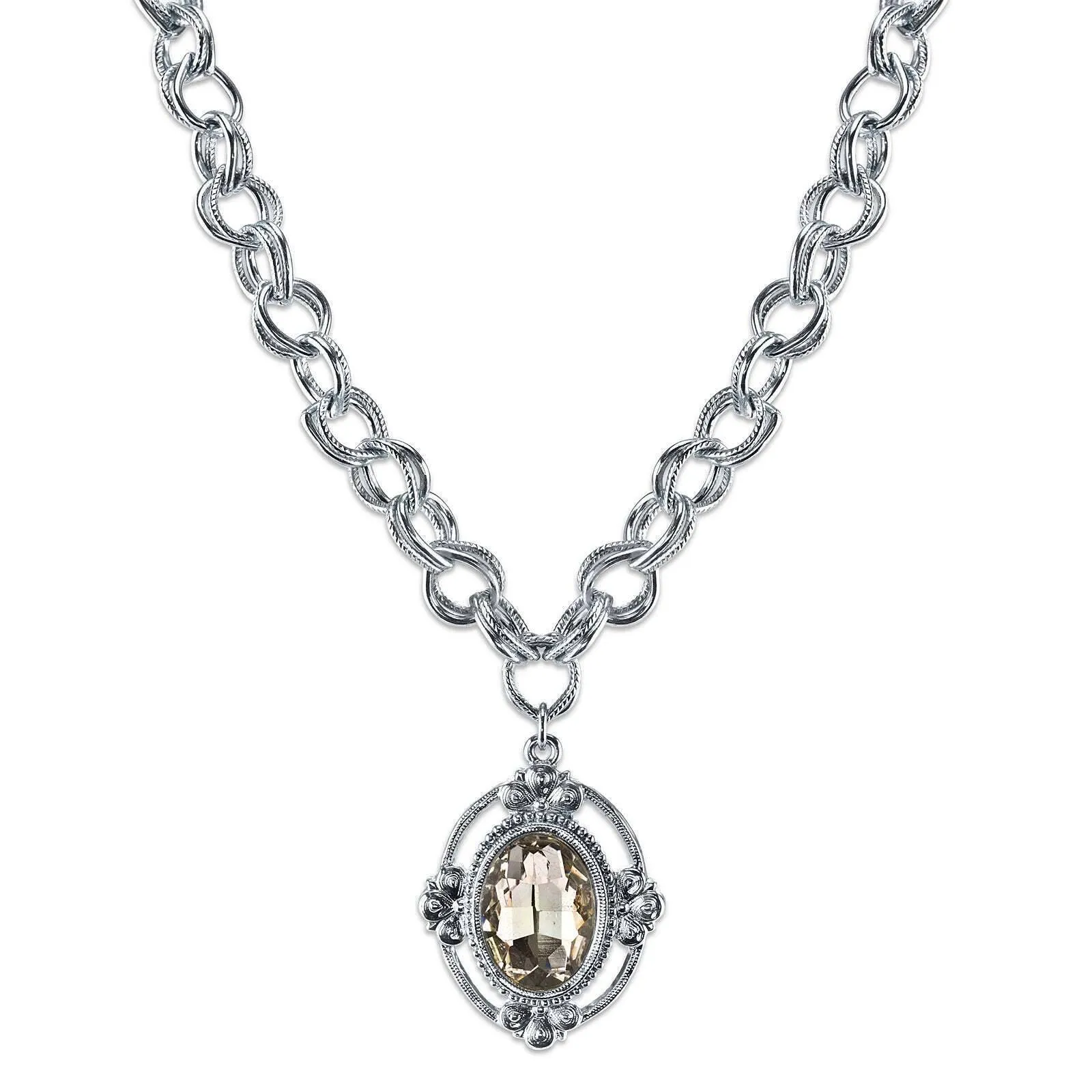 1928 Jewelry Austrian Crystal Pendant Necklace 16"   3" Extender 1928 Jewelry