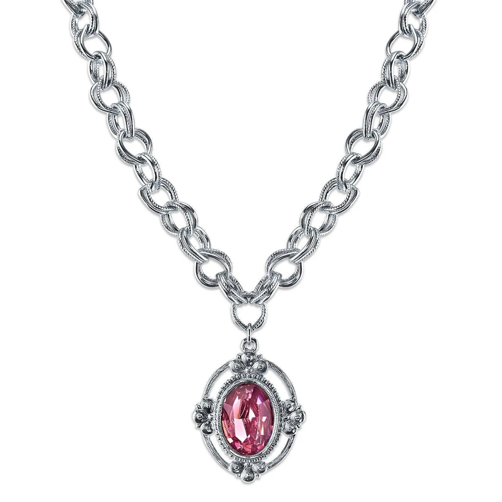1928 Jewelry Austrian Crystal Pendant Necklace 16"   3" Extender 1928 Jewelry