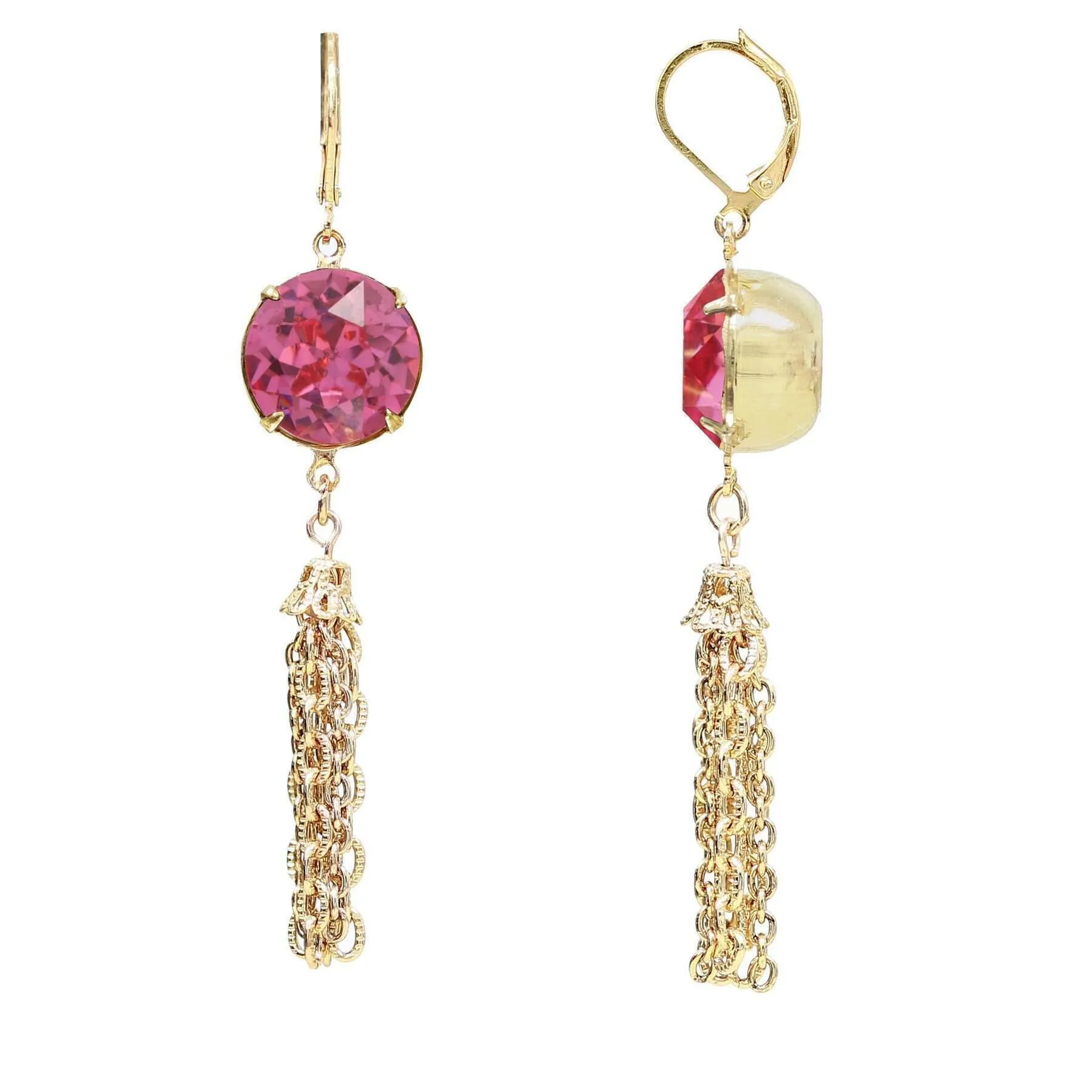 1928 Jewelry Austrian Crystal Tassel Chain Earrings 1928 Jewelry