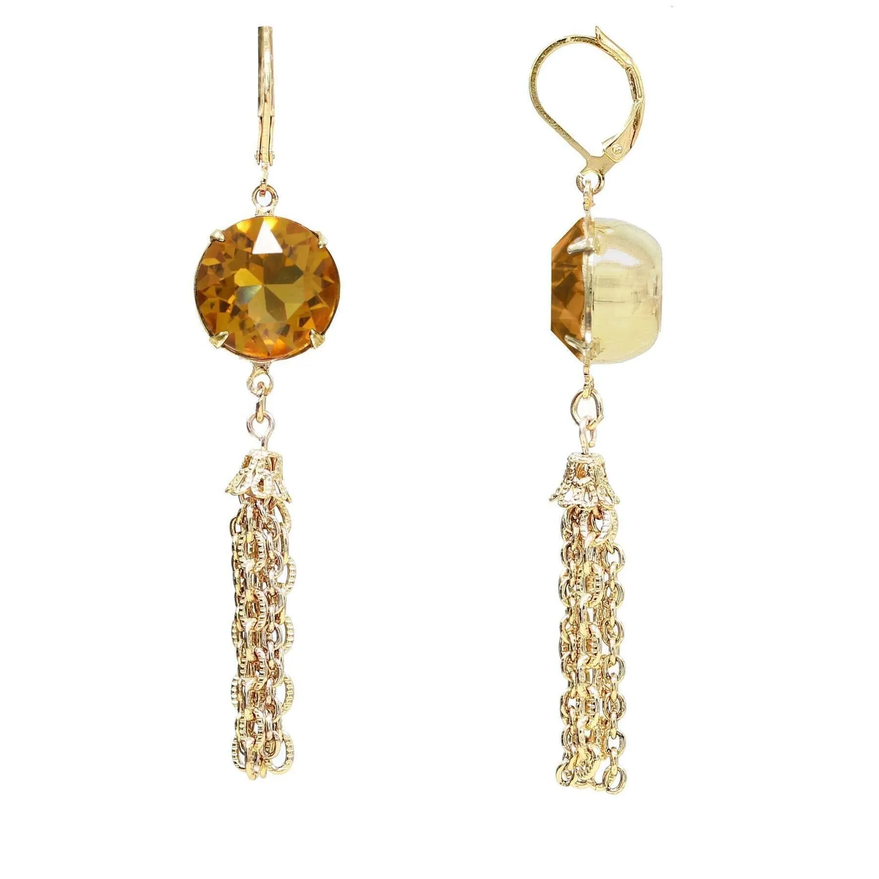 1928 Jewelry Austrian Crystal Tassel Chain Earrings 1928 Jewelry