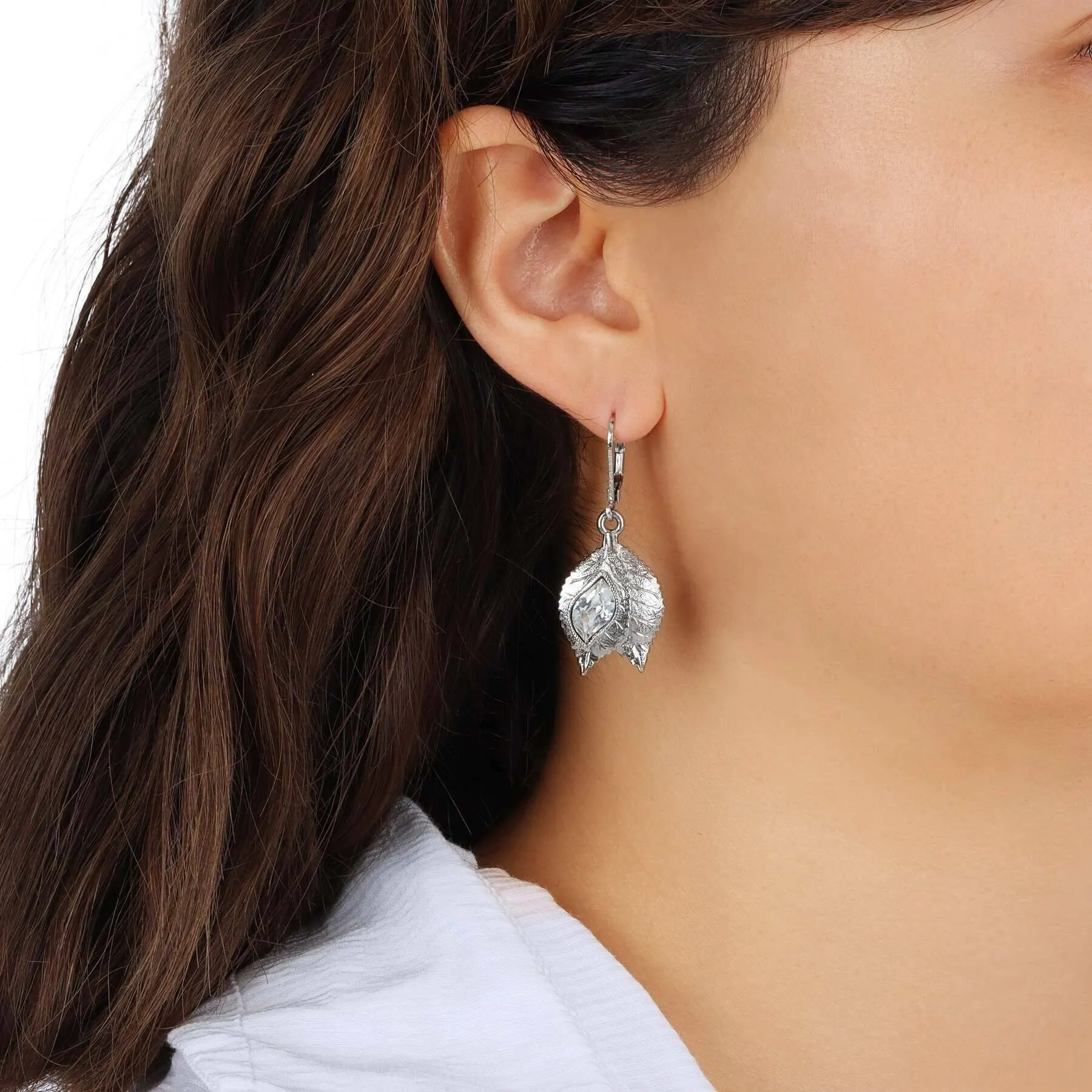 1928 Jewelry Autumn Leaves Austrian Crystal Drop Earrings 1928 Jewelry