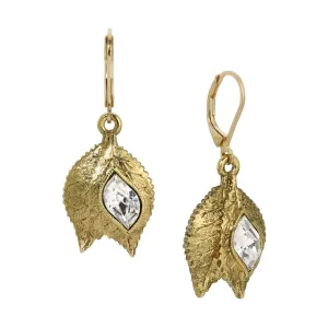 1928 Jewelry Autumn Leaves Austrian Crystal Drop Earrings 1928 Jewelry