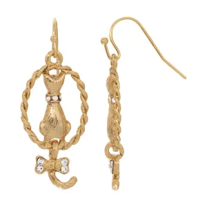 1928 Jewelry Backwards Cat Crystal Drop Earrings 1928 Jewelry