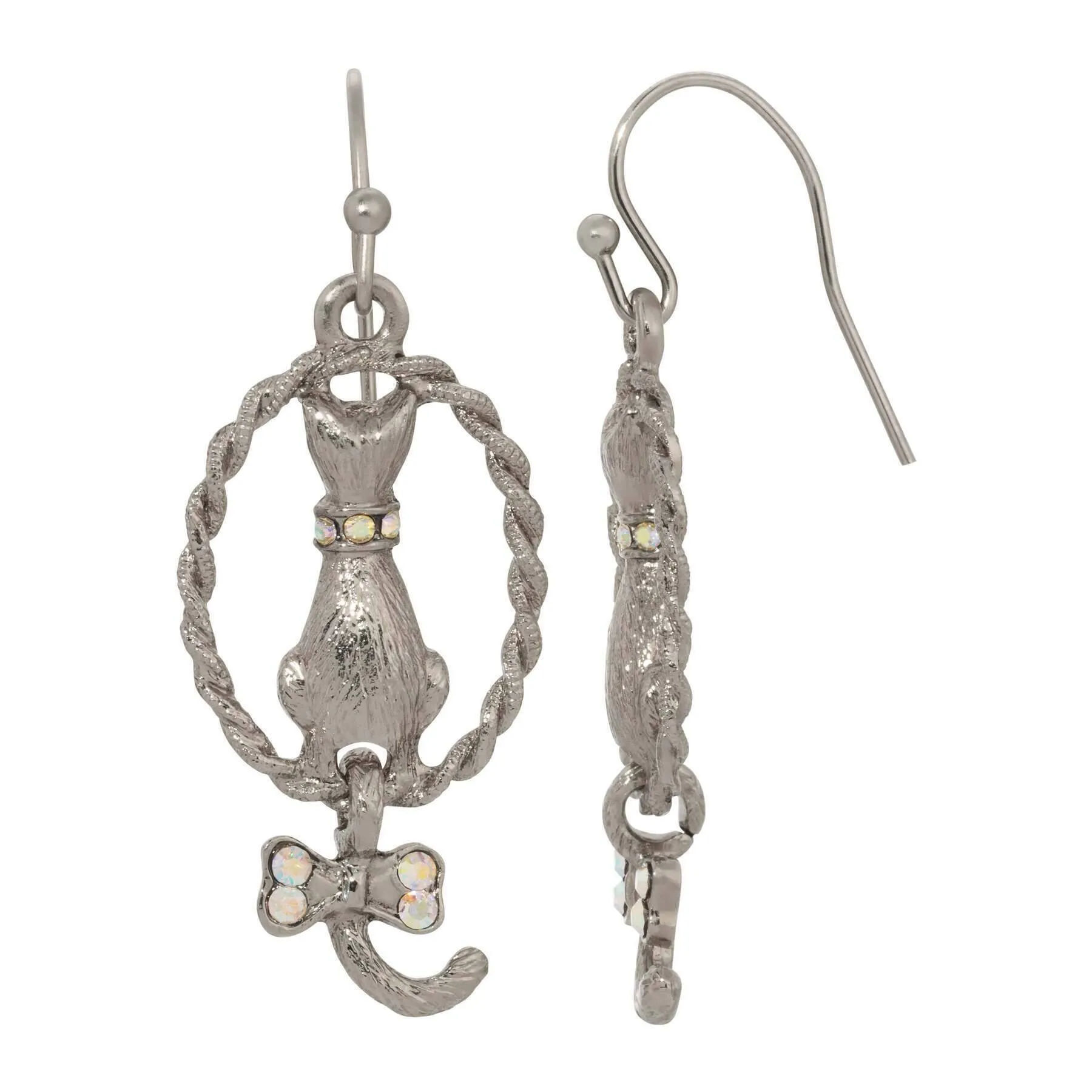 1928 Jewelry Backwards Cat Crystal Drop Earrings 1928 Jewelry