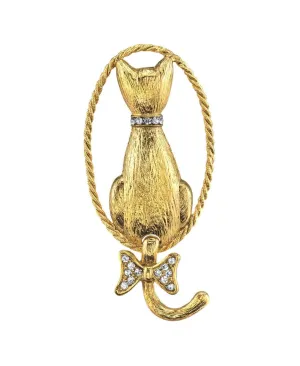 1928 Jewelry Backwards Cat Crystal Pin 1928 Jewelry