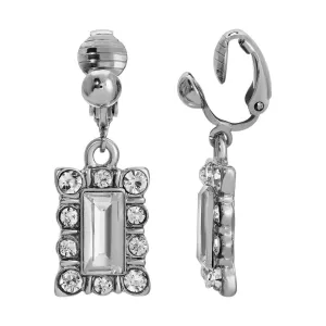 1928 Jewelry Baguette & Round Crystal Clip On Earrings 1928 Jewelry