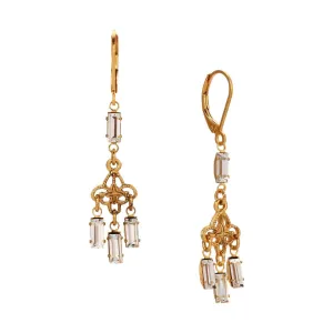 1928 Jewelry Baguette Glass Crystal Stone Dangling Earrings 1928 Jewelry