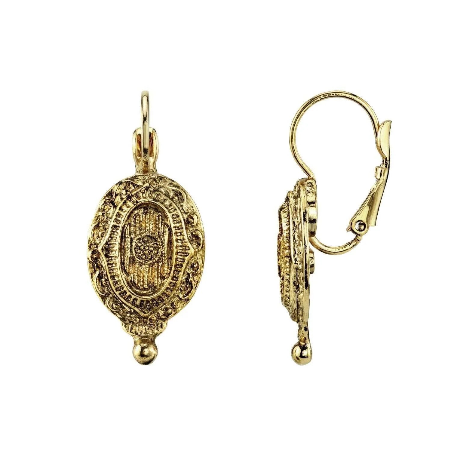 1928 Jewelry Baroque Insignia Oval Drop Earrings 1928 Jewelry