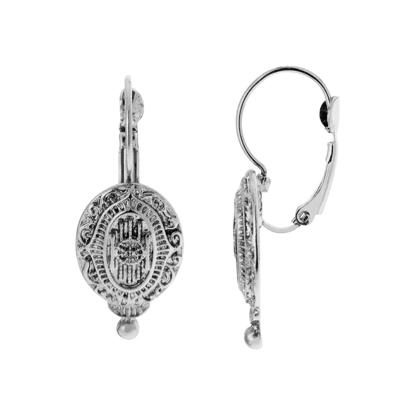 1928 Jewelry Baroque Insignia Oval Drop Earrings 1928 Jewelry