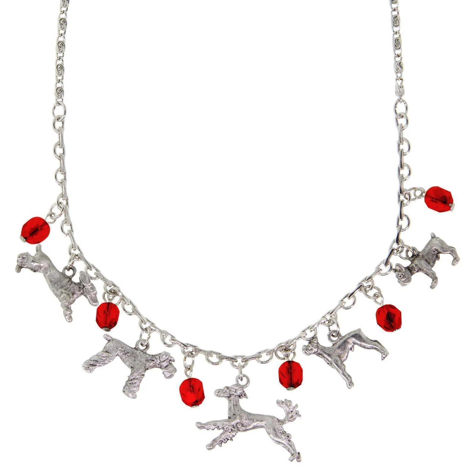 1928 Jewelry Beaded Multi Dog Drop Necklace 16"   3" Extender 1928 Jewelry
