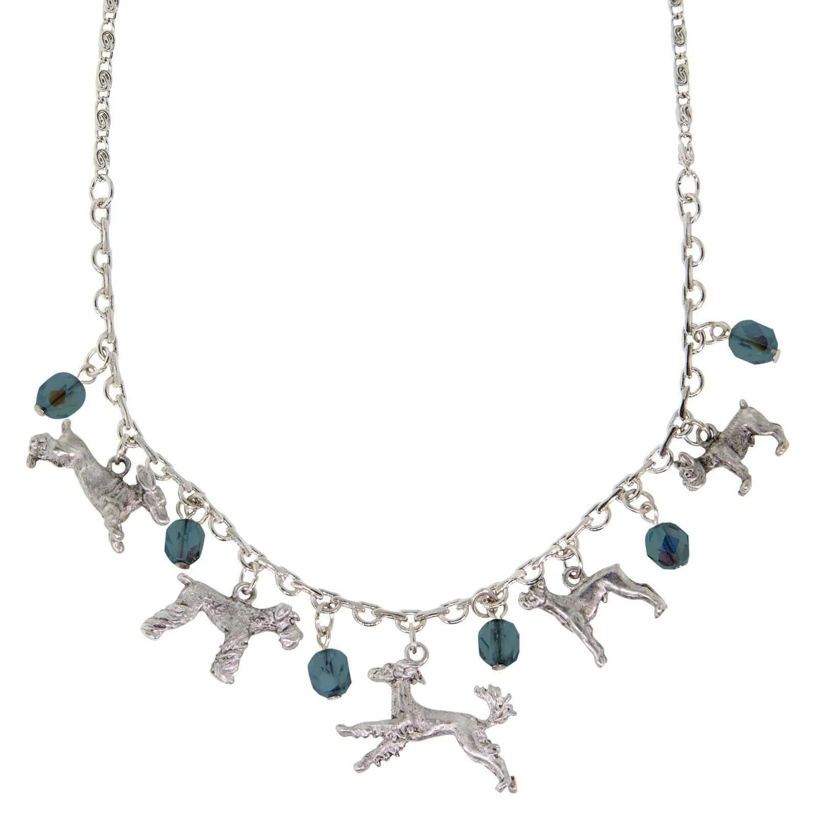 1928 Jewelry Beaded Multi Dog Drop Necklace 16"   3" Extender 1928 Jewelry