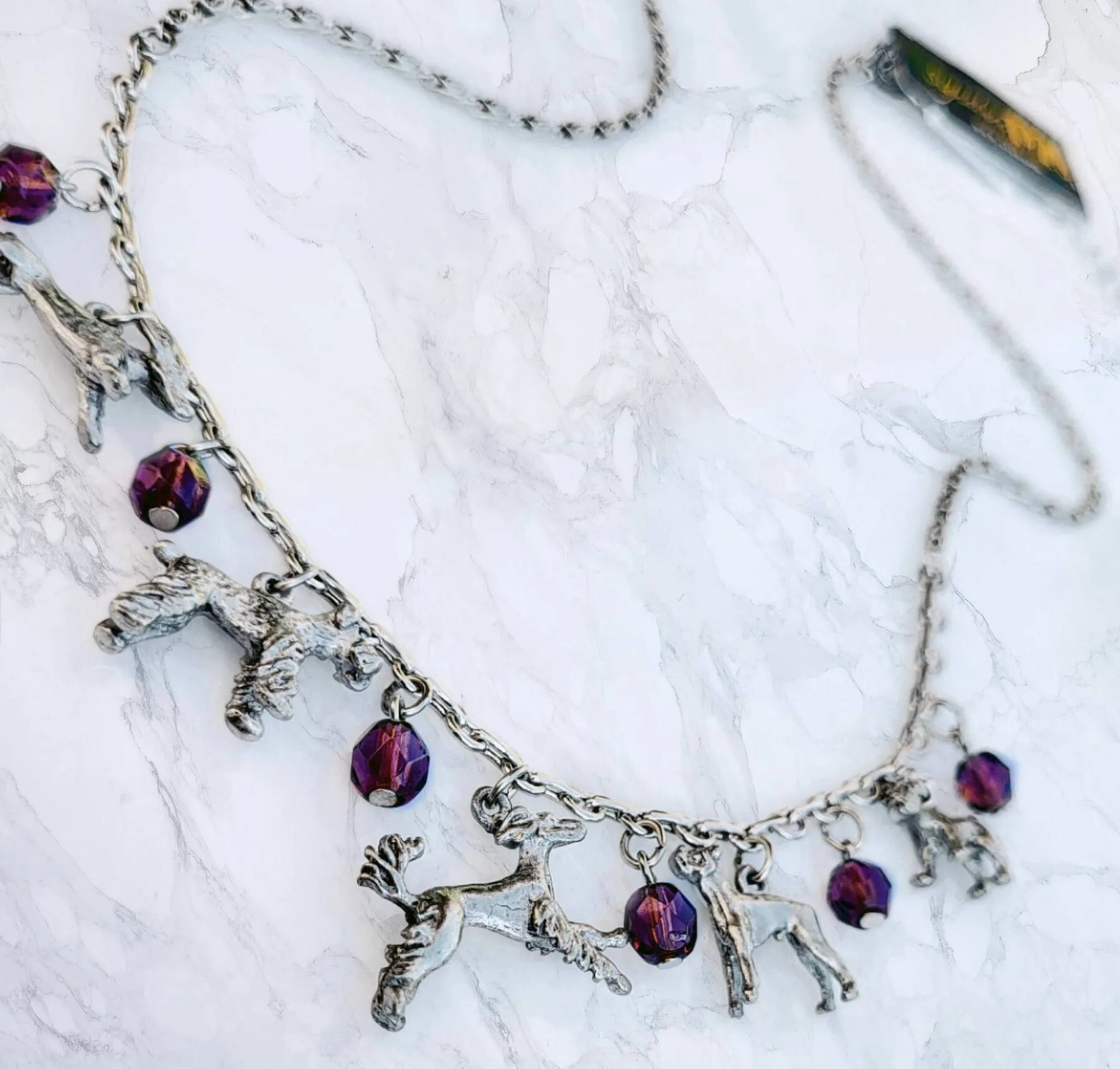 1928 Jewelry Beaded Multi Dog Drop Necklace 16"   3" Extender 1928 Jewelry