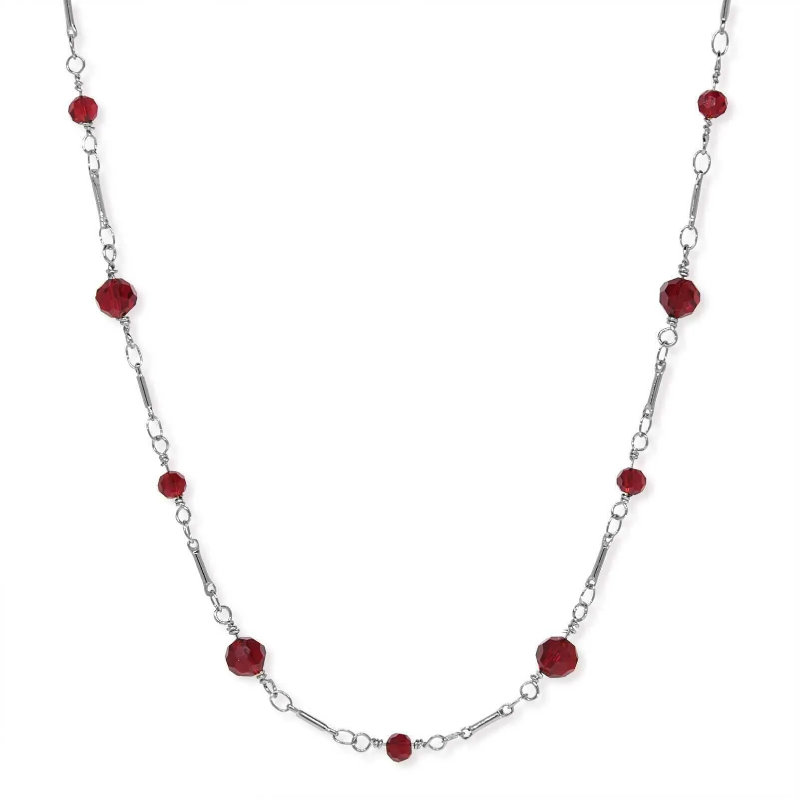 1928 Jewelry Beaded Silver Tone Chain Necklace 16" 1928 Jewelry