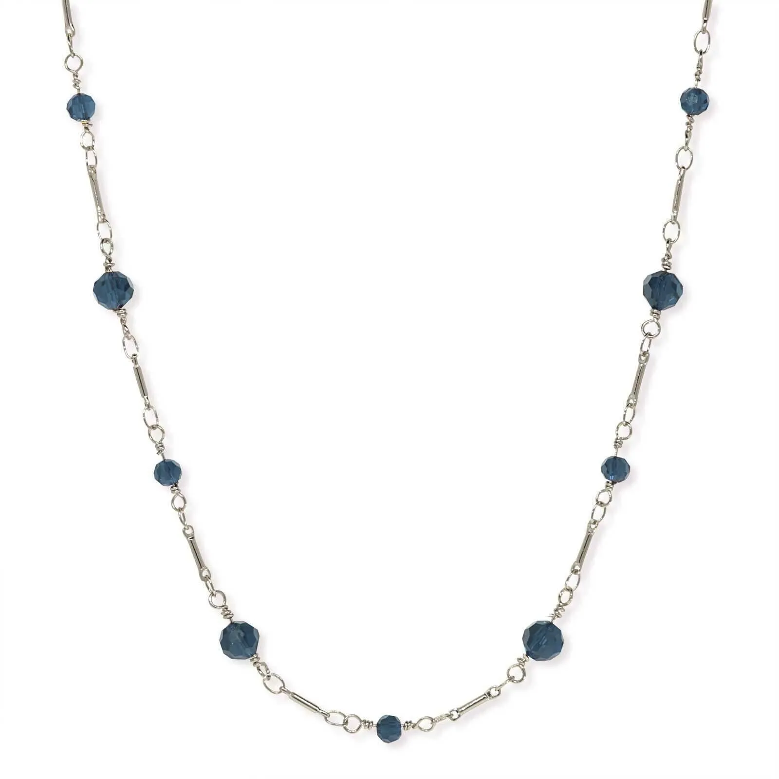 1928 Jewelry Beaded Silver Tone Chain Necklace 16" 1928 Jewelry