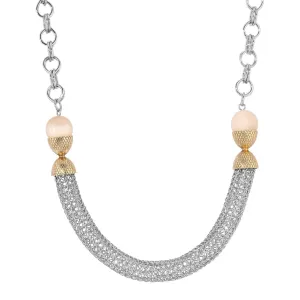 1928 Jewelry Beige Moonstone Mesh Link Chain Necklace 17" 1928 Jewelry