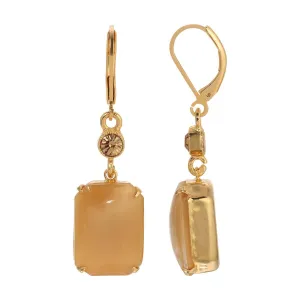1928 Jewelry Beige Octagon Moonstone Light Topaz Crystal Dangling Earrings 1928 Jewelry