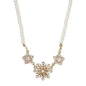 1928 Jewelry Bell Epoch Starburst Crystal 4mm Faux Pearl Strand Statement Necklace 16"   3" Extender 1928 Jewelry