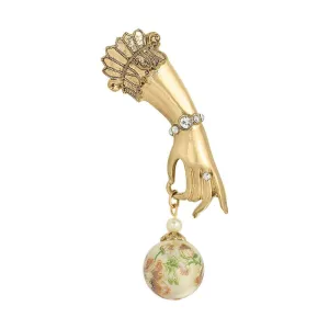 1928 Jewelry Belle Epoch Ladies Hand Round Pink Floral Faux Pearl Pin 1928 Jewelry