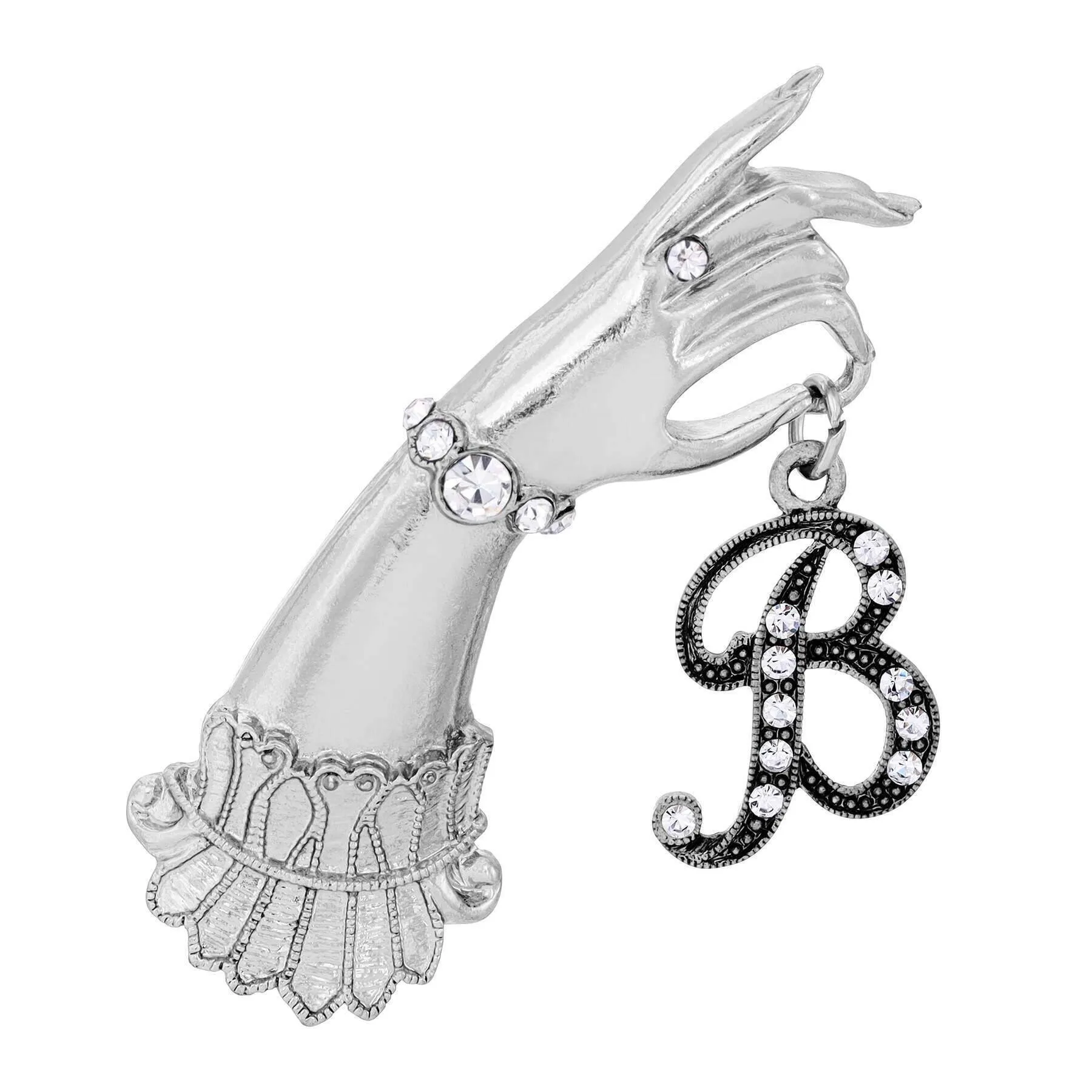 1928 Jewelry Belle Epoch Victorian Hand Model Crystal Initial Pin 1928 Jewelry
