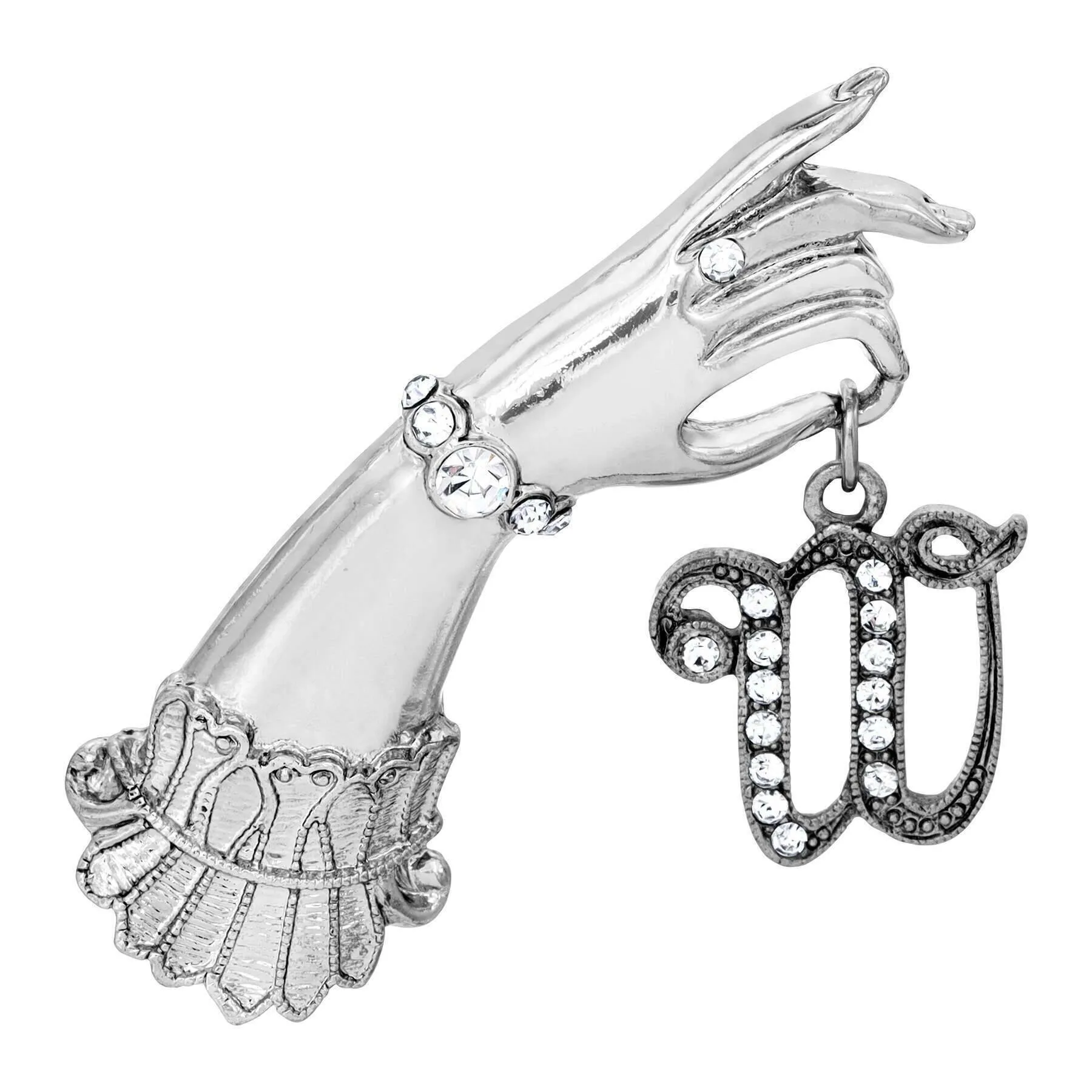 1928 Jewelry Belle Epoch Victorian Hand Model Crystal Initial Pin 1928 Jewelry