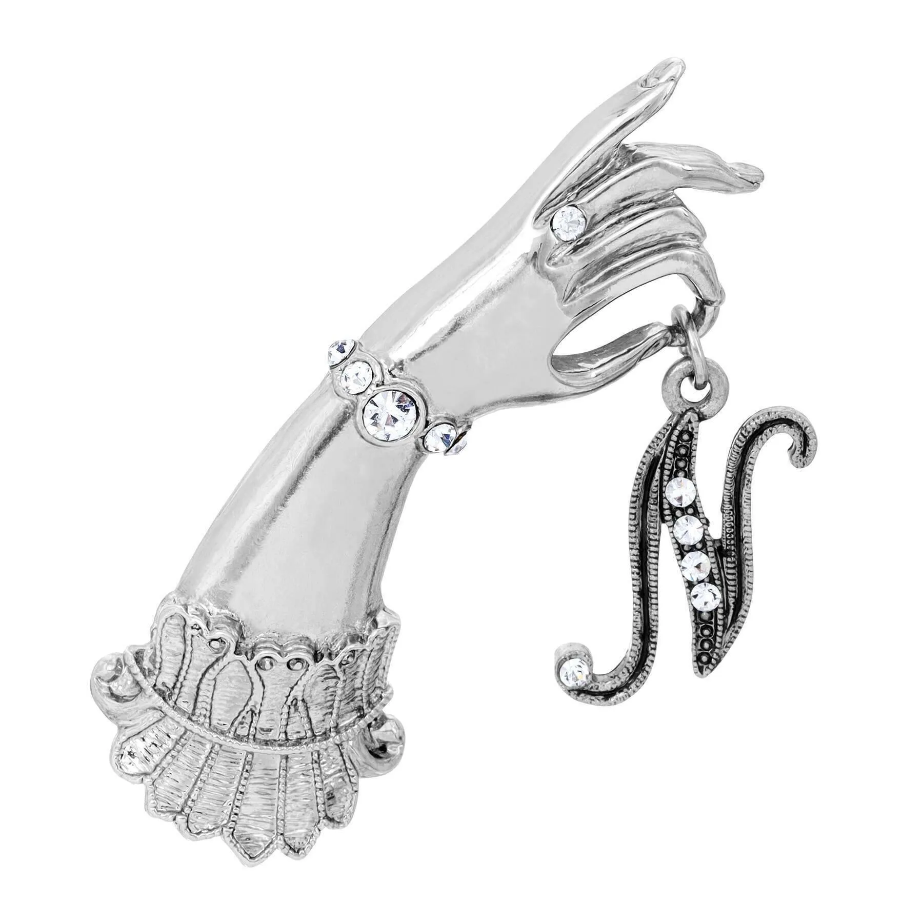 1928 Jewelry Belle Epoch Victorian Hand Model Crystal Initial Pin 1928 Jewelry