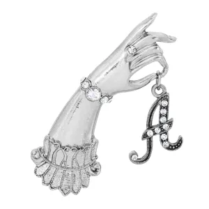 1928 Jewelry Belle Epoch Victorian Hand Model Crystal Initial Pin 1928 Jewelry