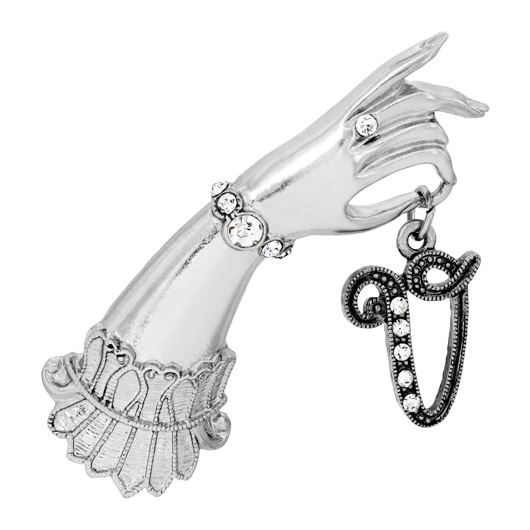 1928 Jewelry Belle Epoch Victorian Hand Model Crystal Initial Pin 1928 Jewelry