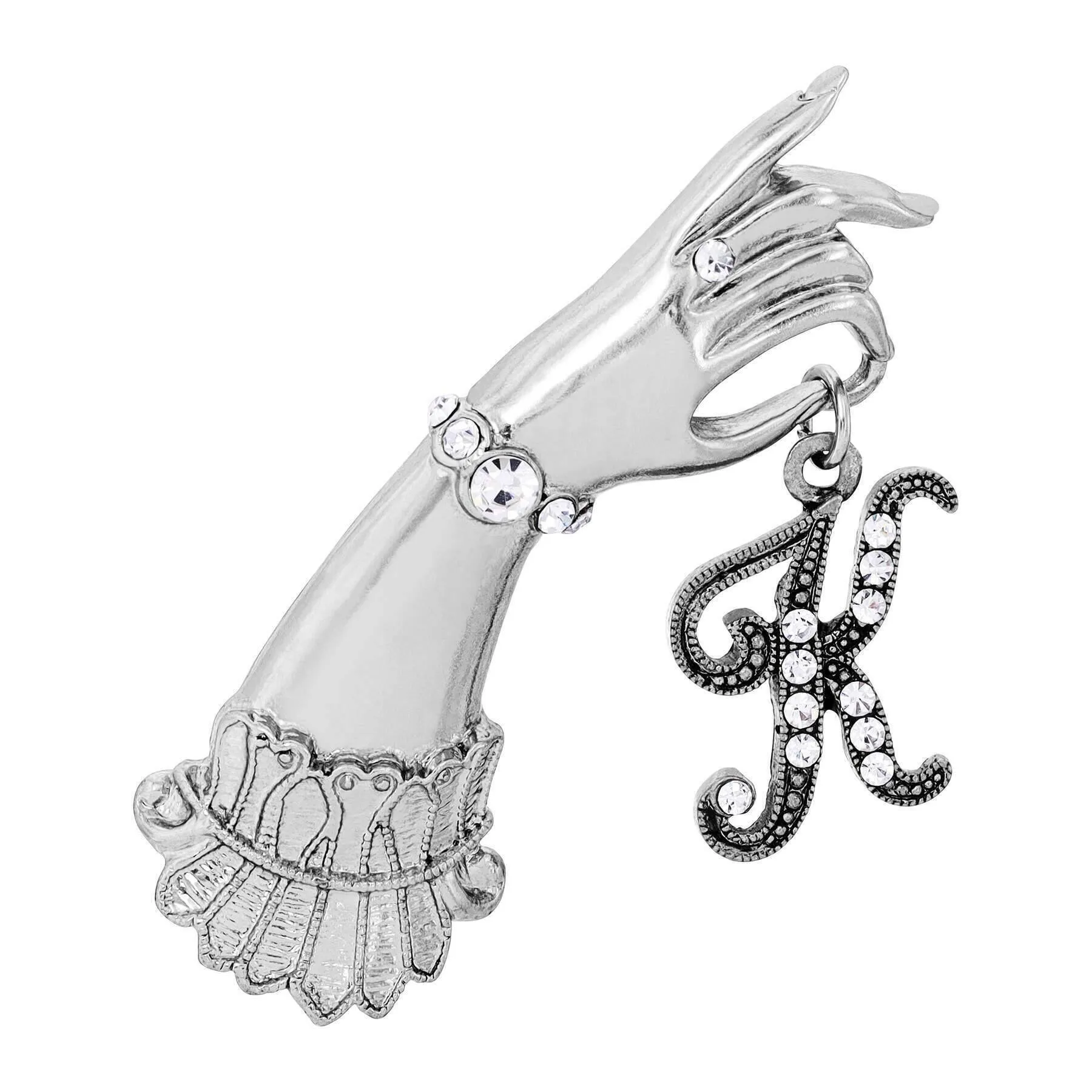 1928 Jewelry Belle Epoch Victorian Hand Model Crystal Initial Pin 1928 Jewelry
