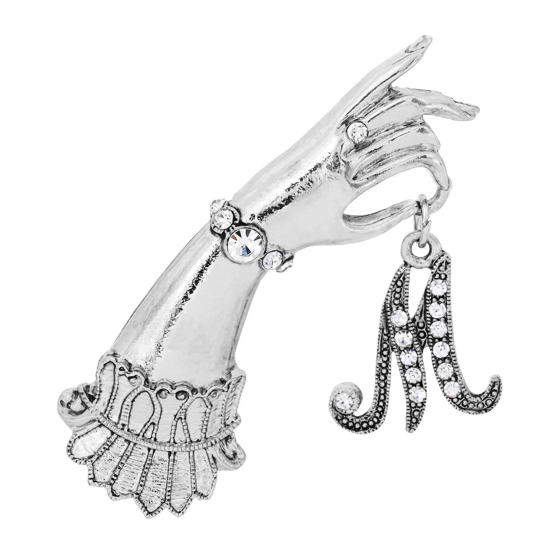 1928 Jewelry Belle Epoch Victorian Hand Model Crystal Initial Pin 1928 Jewelry