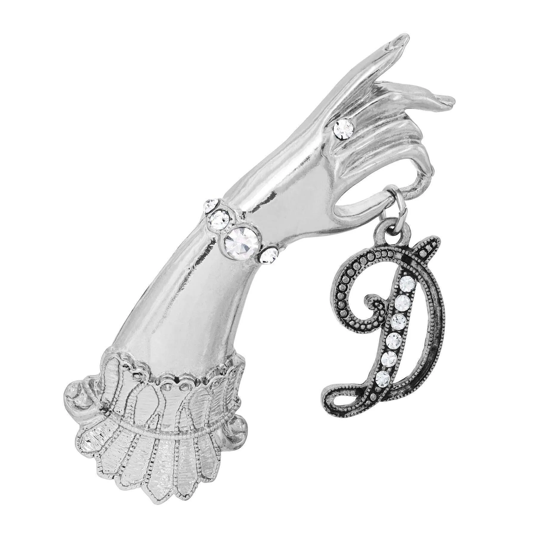 1928 Jewelry Belle Epoch Victorian Hand Model Crystal Initial Pin 1928 Jewelry